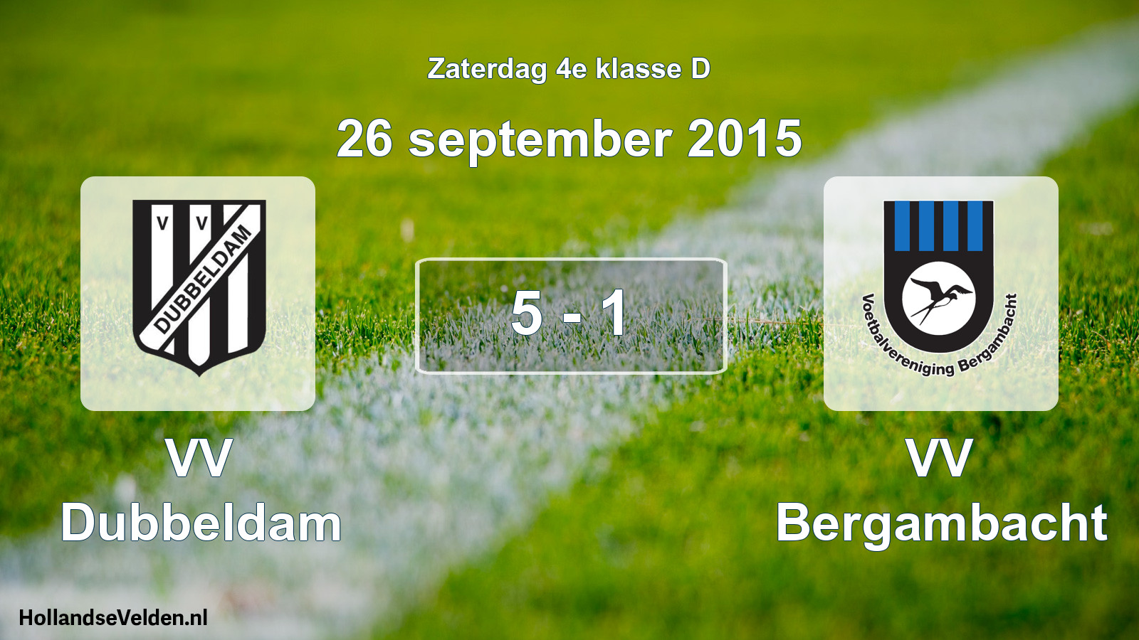 Total number of matches played: VV Dubbeldam - VV Bergambacht 5 - 1 (26 September 2015)