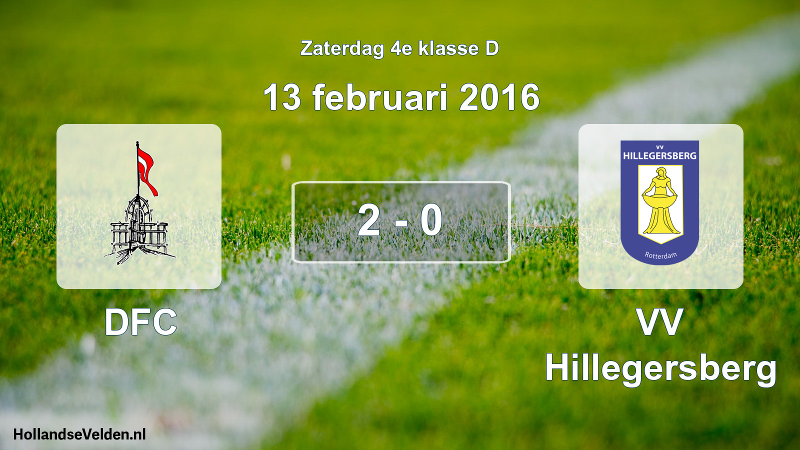 Total number of matches played: DFC - VV Hillegersberg 2 - 0 (13 February 2016)