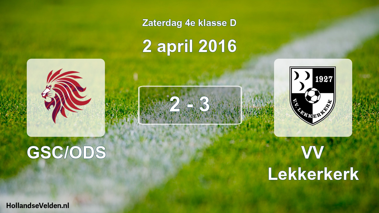Total number of matches played: GSC/ODS - VV Lekkerkerk 2 - 3 (2 April 2016)