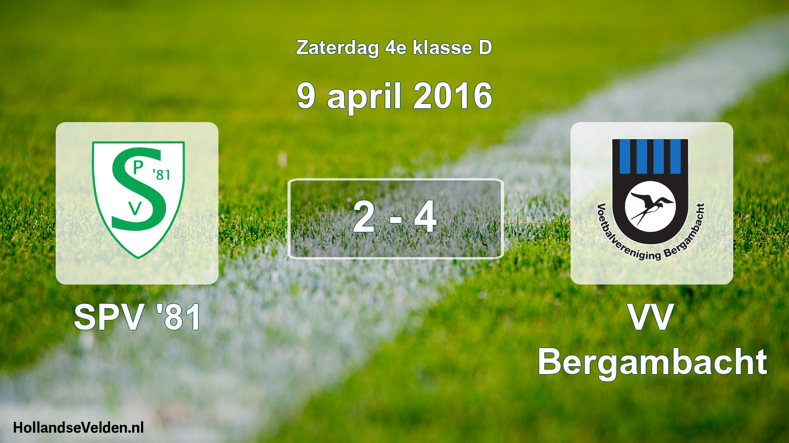 Total number of matches played: SPV '81 - VV Bergambacht 2 - 4 (9 April 2016)