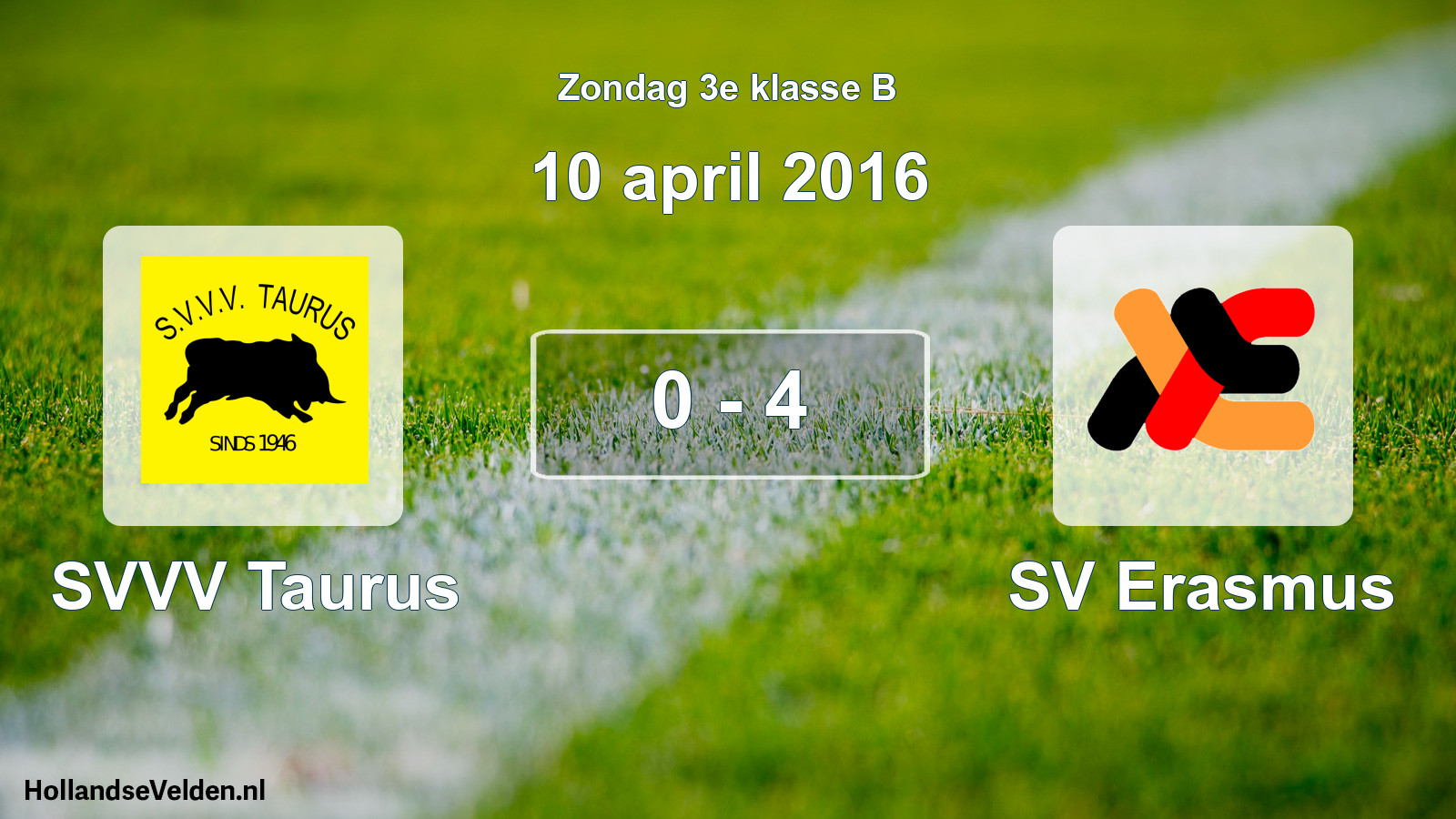 Total number of matches played: SVVV Taurus - SV Erasmus 0 - 4 (10 April 2016)
