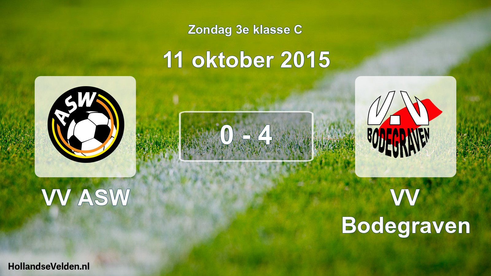 Total number of matches played: VV ASW - VV Bodegraven 0 - 4 (11 October 2015)
