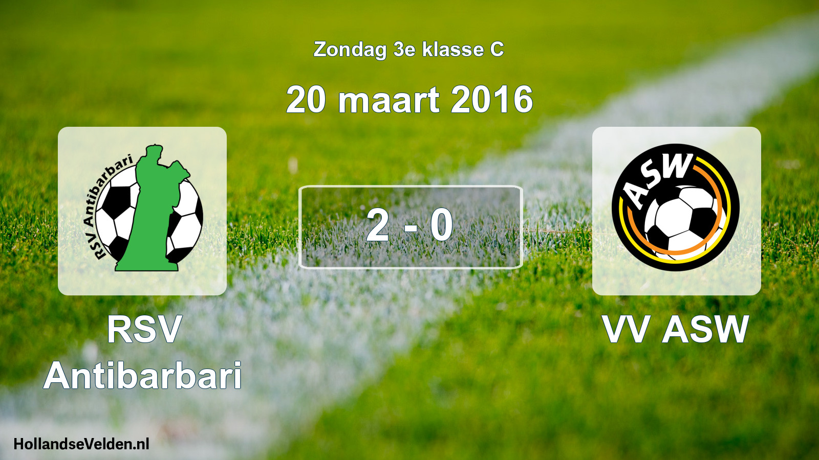 Total number of matches played: RSV Antibarbari - VV ASW 2 - 0 (20 March 2016)