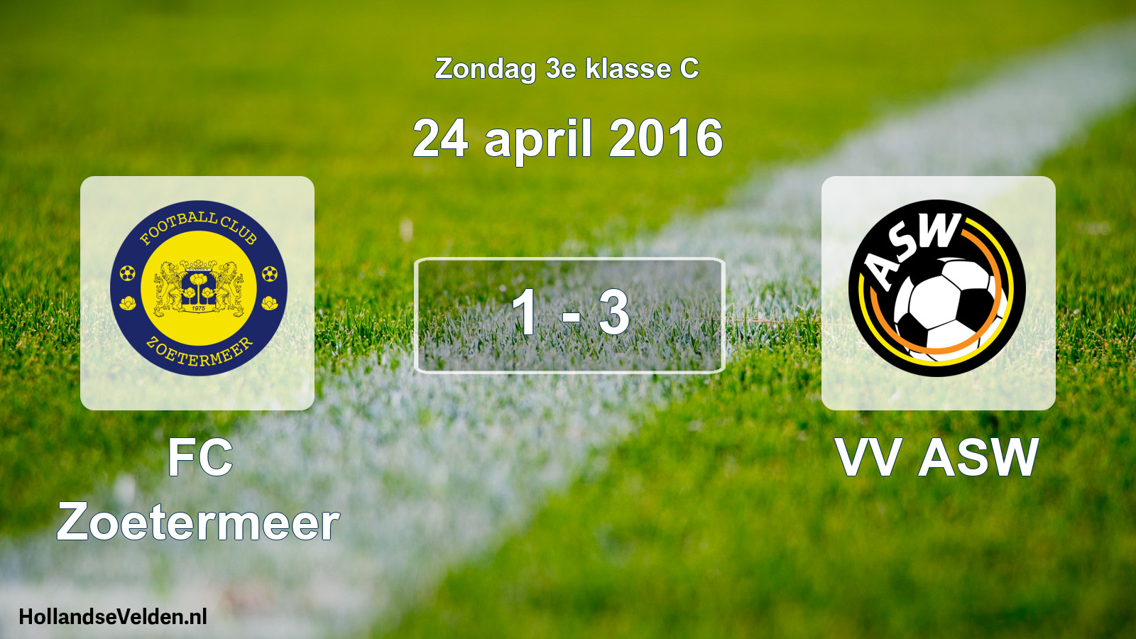 Total number of matches played: FC Zoetermeer - VV ASW 1 - 3 (24 April 2016)