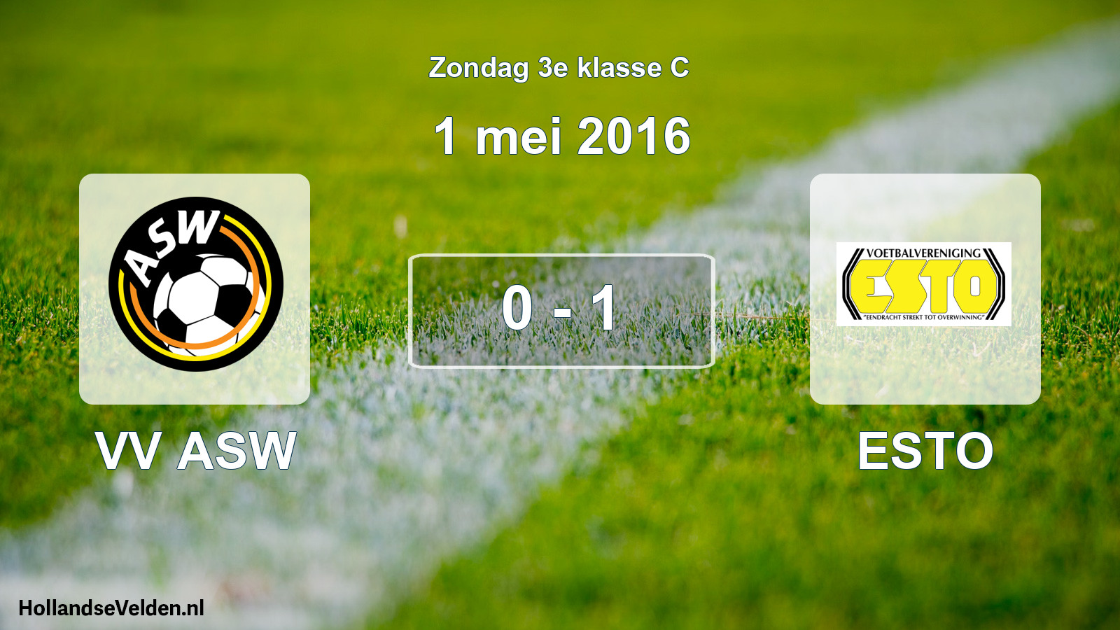 Total number of matches played: VV ASW - ESTO 0 - 1 (1 May 2016)