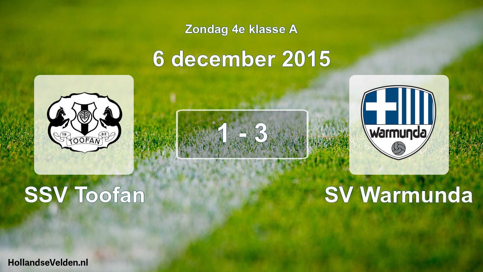 Total number of matches played: SSV Toofan - SV Warmunda 1 - 3 (6 December 2015)