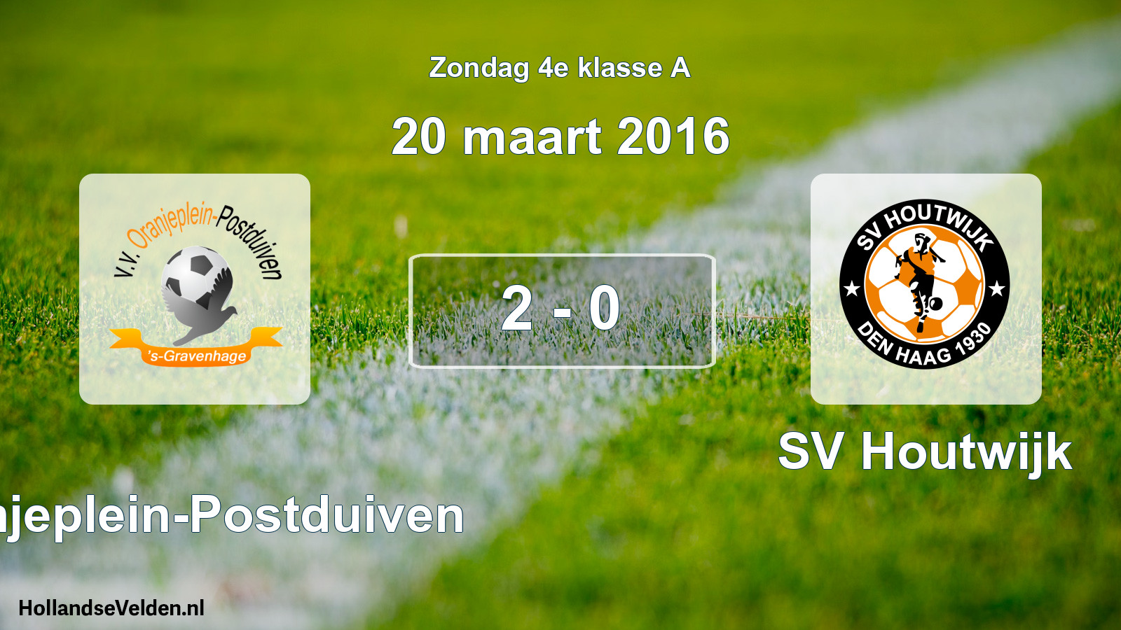 Total number of matches played: Oranjeplein-Postduiven - SV Houtwijk 2 - 0 (20 March 2016)