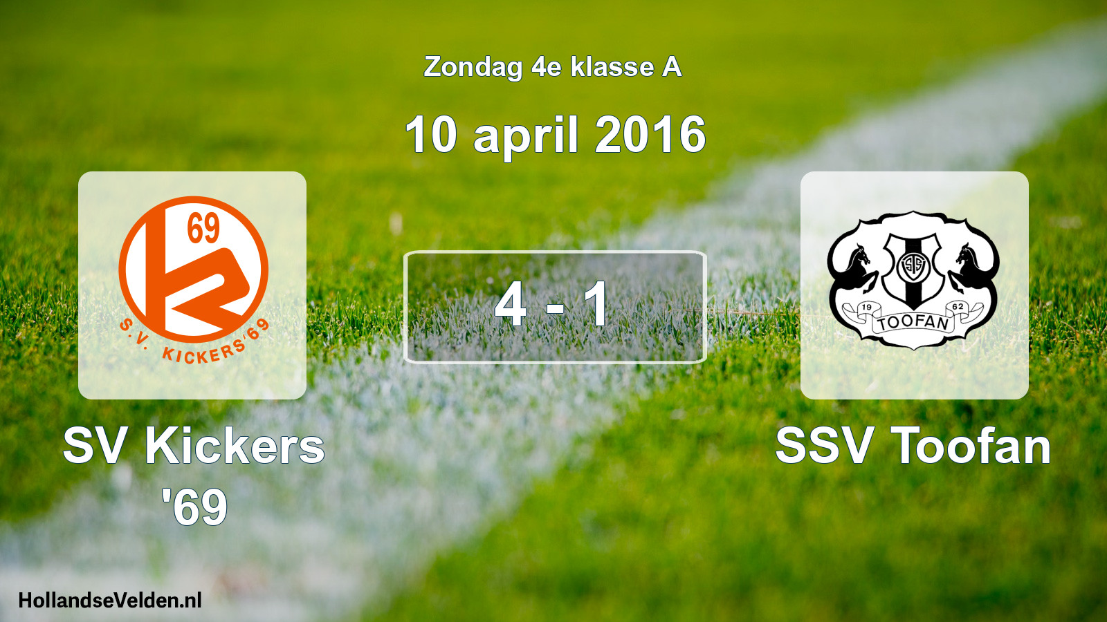 Total number of matches played: SV Kickers '69 - SSV Toofan 4 - 1 (10 April 2016)