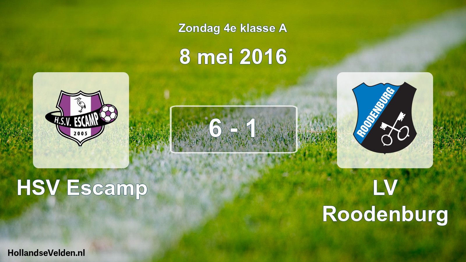 Total number of matches played: HSV Escamp - LV Roodenburg 6 - 1 (8 May 2016)
