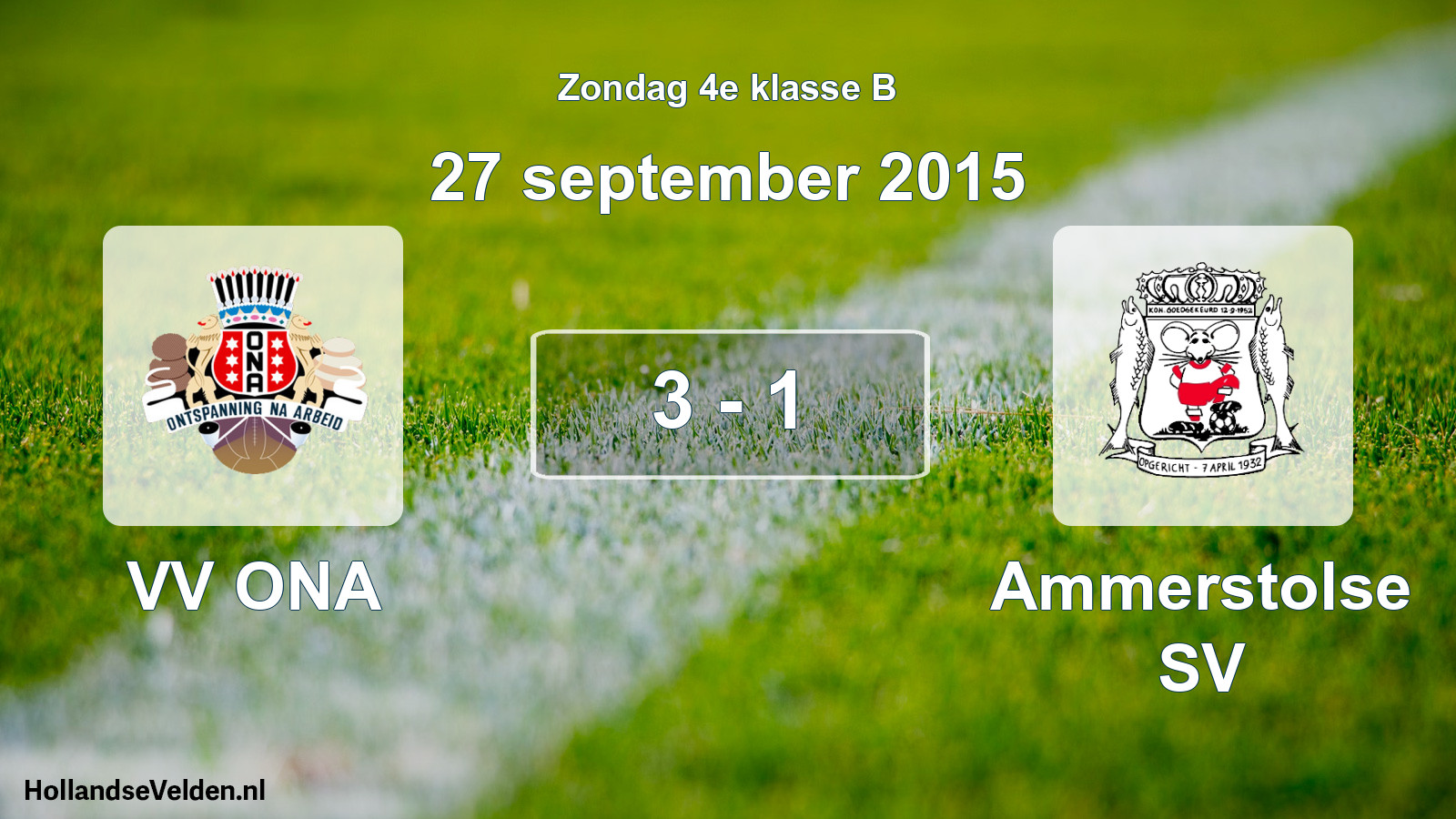 Total number of matches played: VV ONA - Ammerstolse SV 3 - 1 (27 September 2015)