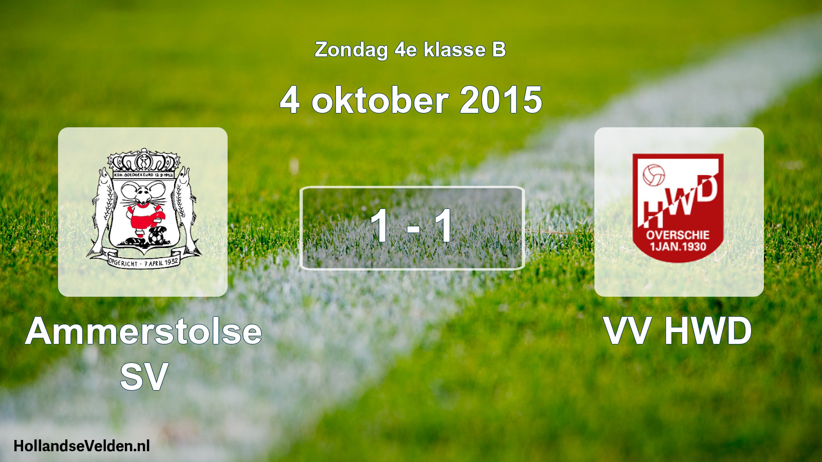 Total number of matches played: Ammerstolse SV - VV HWD 1 - 1 (4 October 2015)