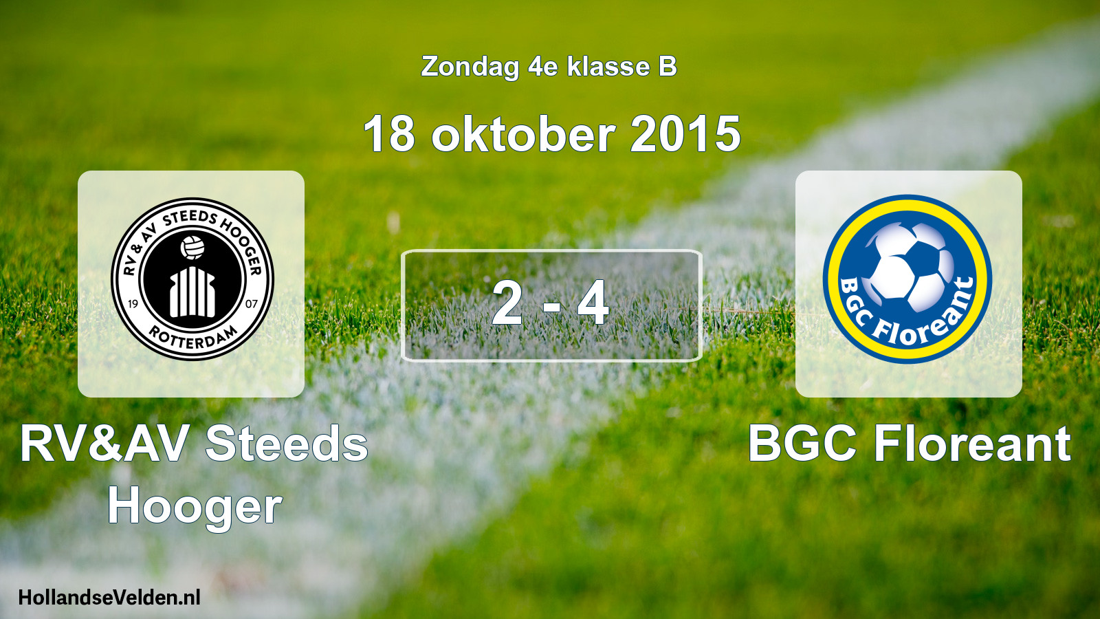 Total number of matches played: RV&AV Steeds Hooger - BGC Floreant 2 - 4 (18 October 2015)