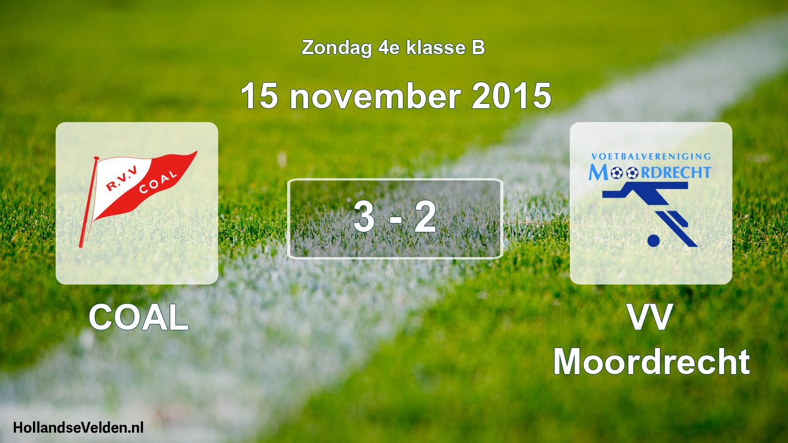 Total number of matches played: COAL - VV Moordrecht 3 - 2 (15 November 2015)