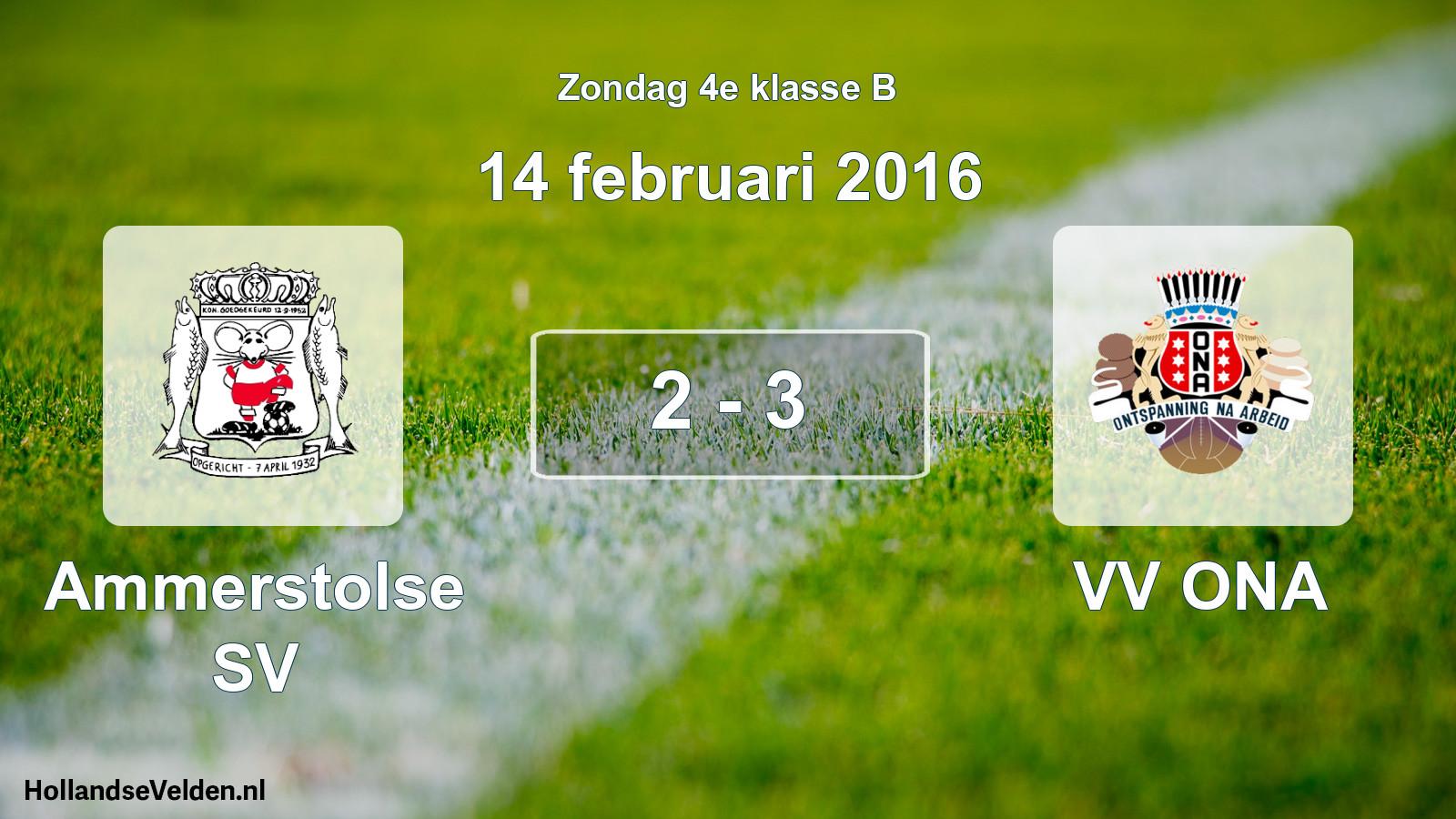 Total number of matches played: Ammerstolse SV - VV ONA 2 - 3 (14 February 2016)