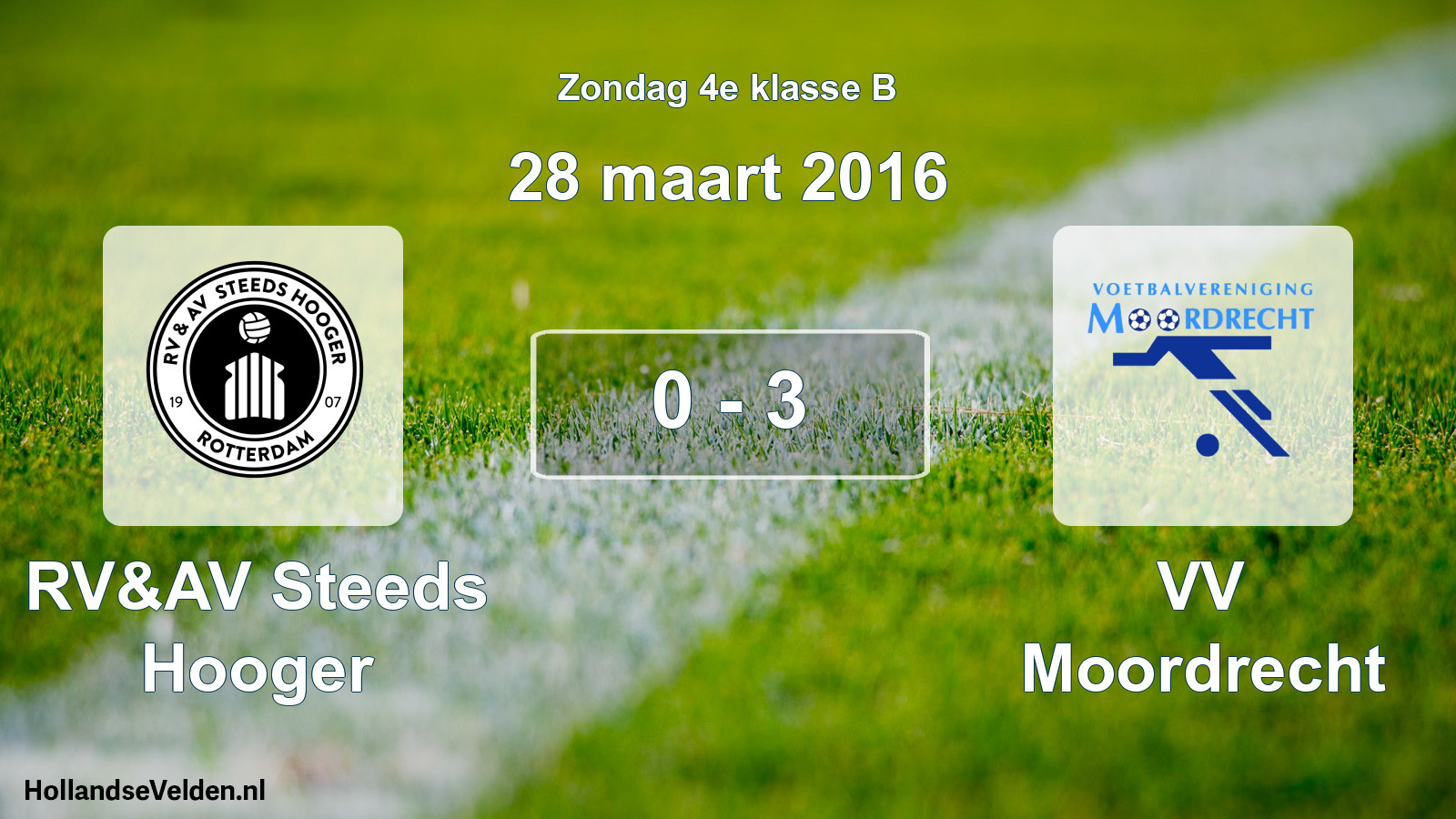 Total number of matches played: RV&AV Steeds Hooger - VV Moordrecht 0 - 3 (28 March 2016)