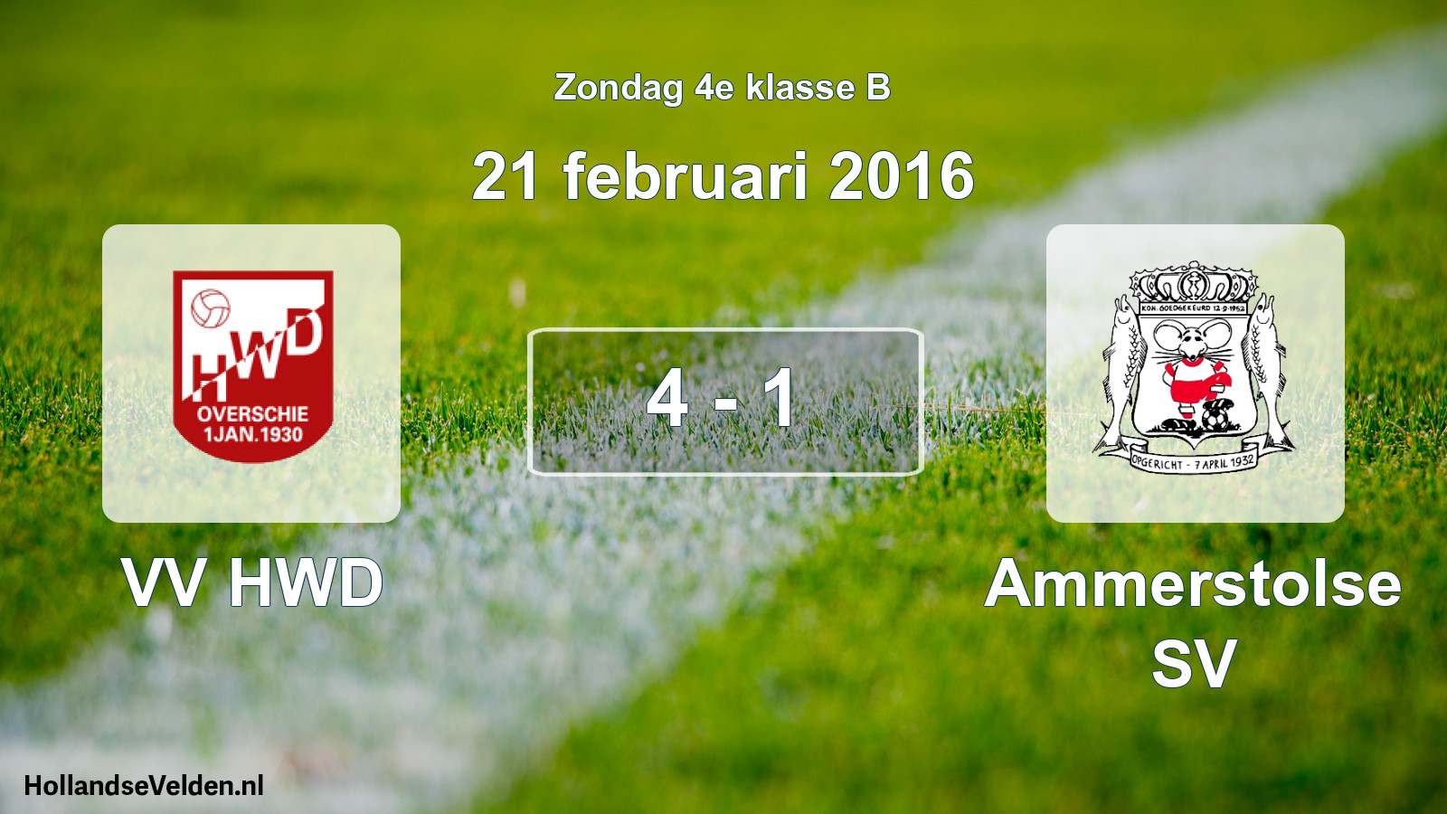 Total number of matches played: VV HWD - Ammerstolse SV 4 - 1 (21 February 2016)