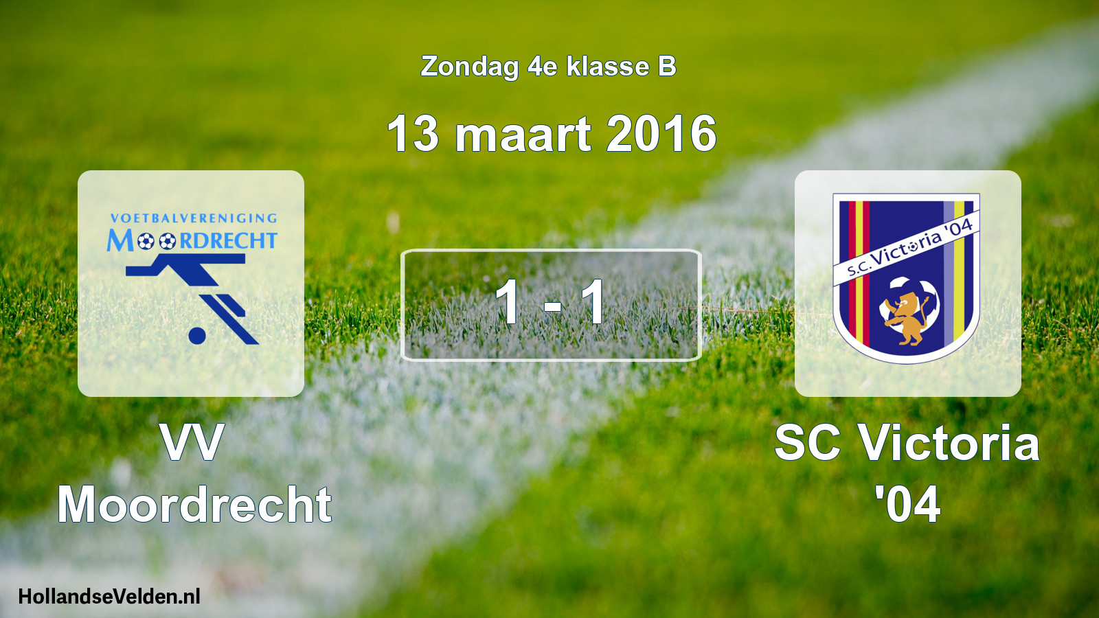 Total number of matches played: VV Moordrecht - SC Victoria '04 1 - 1 (13 March 2016)