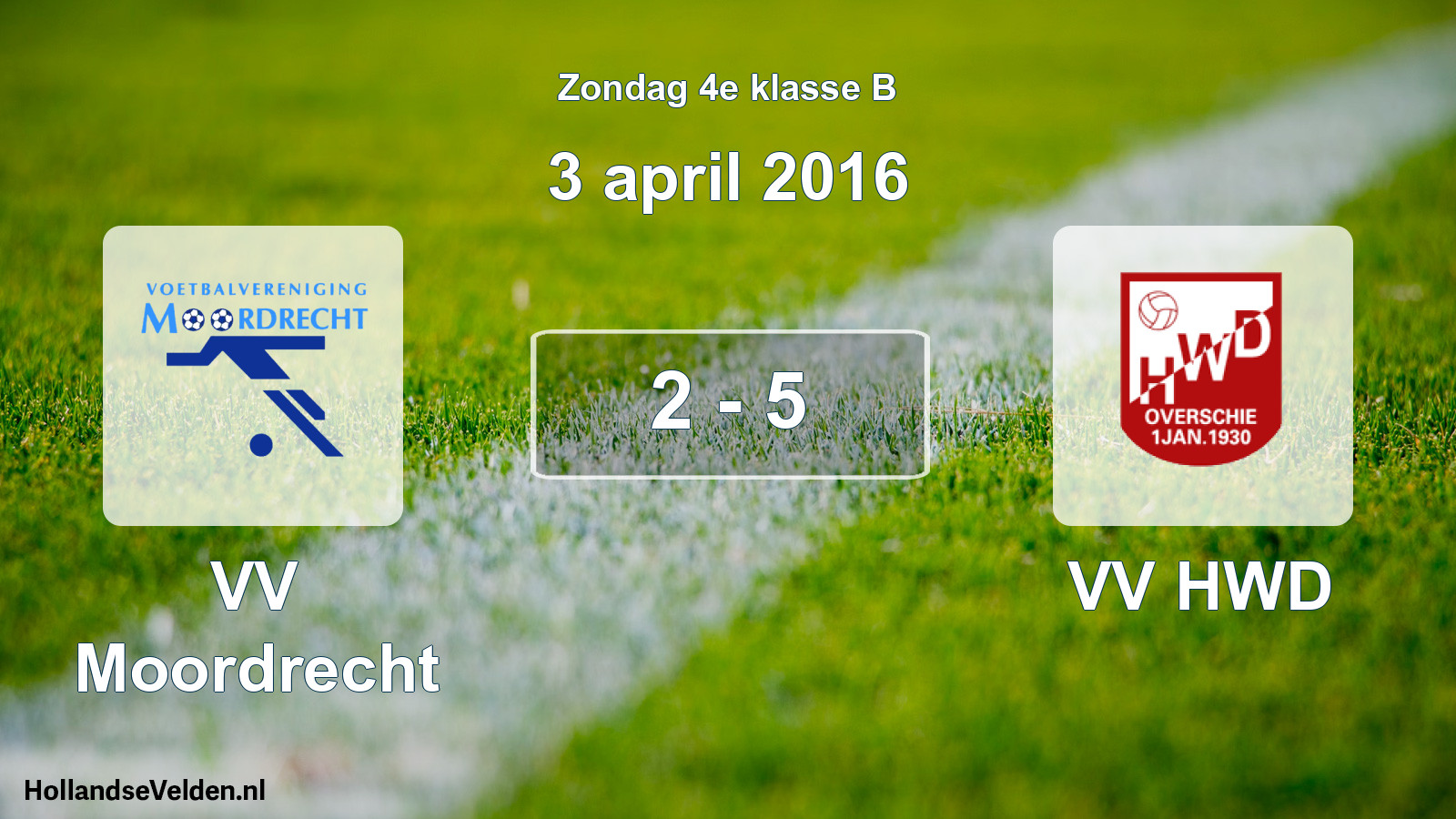 Total number of matches played: VV Moordrecht - VV HWD 2 - 5 (3 April 2016)