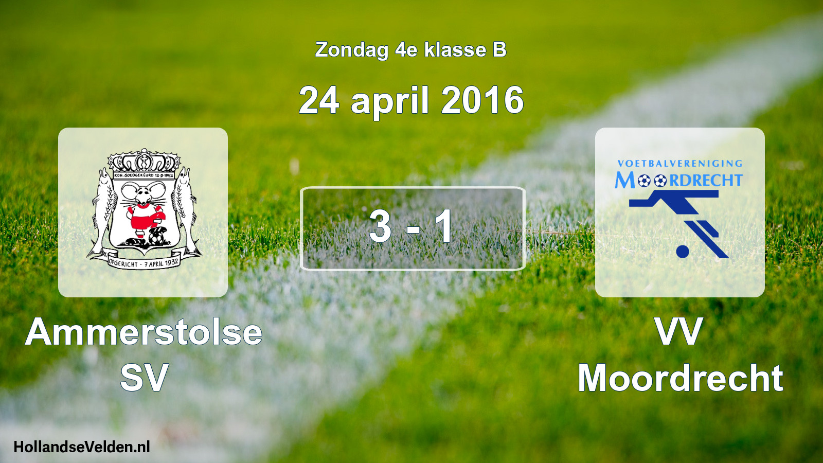 Total number of matches played: Ammerstolse SV - VV Moordrecht 3 - 1 (24 April 2016)