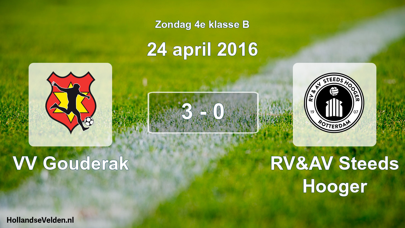 Total number of matches played: VV Gouderak - RV&AV Steeds Hooger 3 - 0 (24 April 2016)