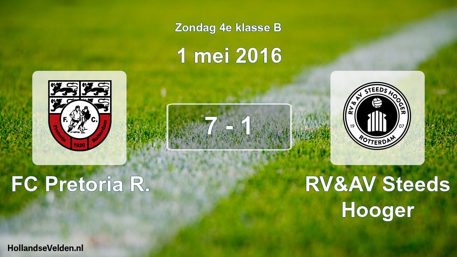 Total number of matches played: FC Pretoria R. - RV&AV Steeds Hooger 7 - 1 (1 May 2016)