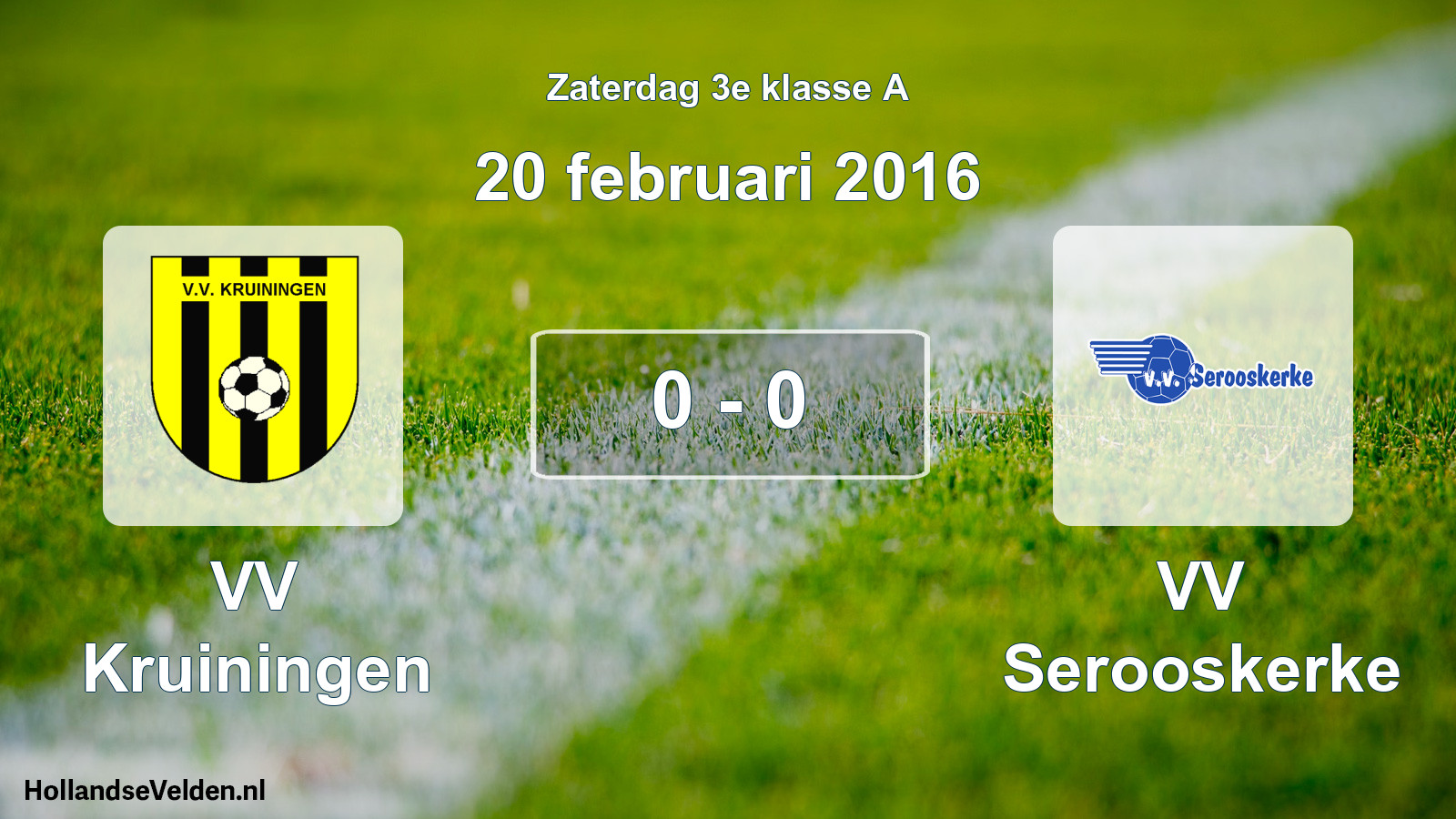 Total number of matches played: VV Kruiningen - VV Serooskerke 0 - 0 (20 February 2016)