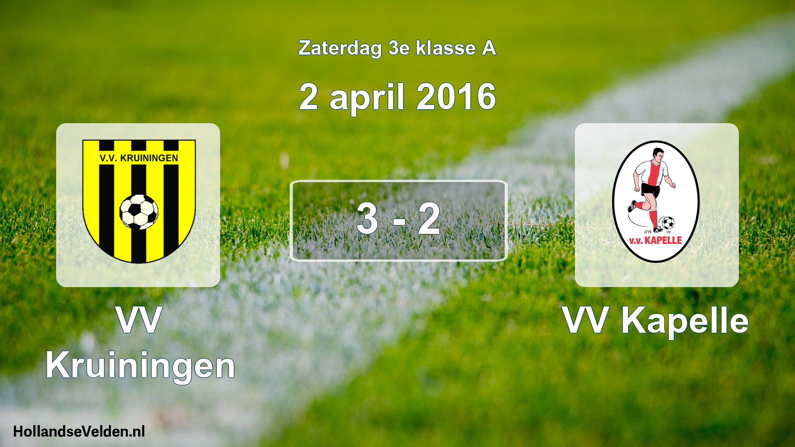 Total number of matches played: VV Kruiningen - VV Kapelle 3 - 2 (2 April 2016)