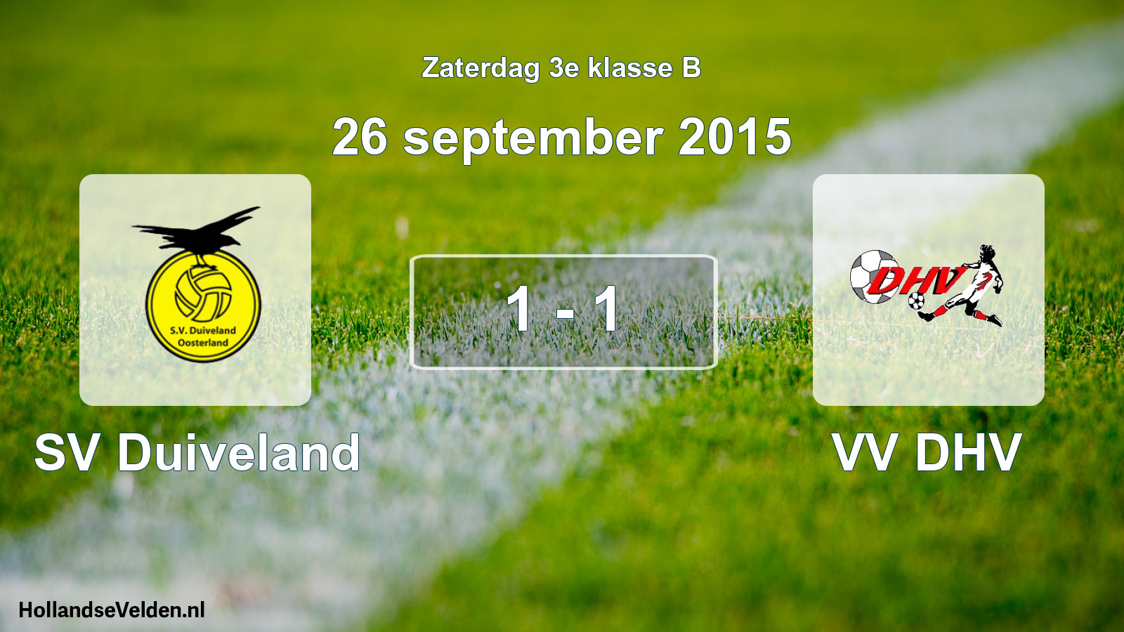 Total number of matches played: SV Duiveland - VV DHV 1 - 1 (26 September 2015)