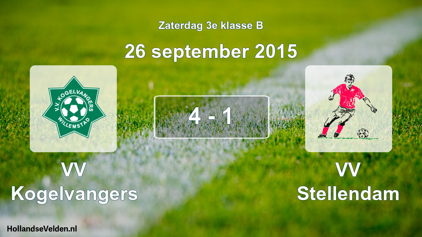 Total number of matches played: VV Kogelvangers - VV Stellendam 4 - 1 (26 September 2015)