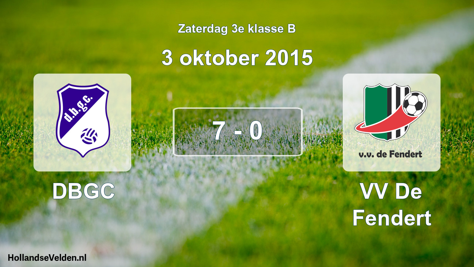 Total number of matches played: DBGC - VV De Fendert 7 - 0 (3 October 2015)