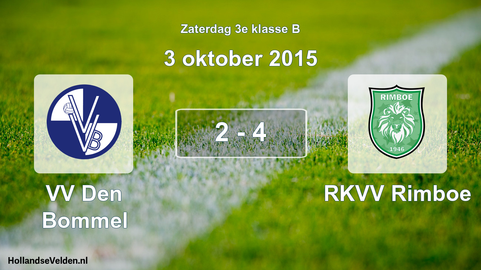 Total number of matches played: VV Den Bommel - RKVV Rimboe 2 - 4 (3 October 2015)