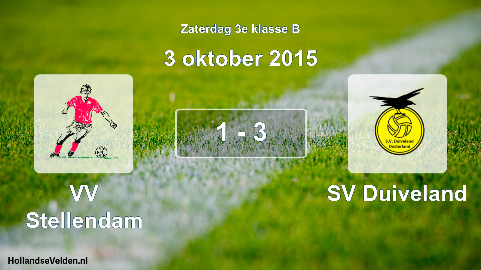 Total number of matches played: VV Stellendam - SV Duiveland 1 - 3 (3 October 2015)