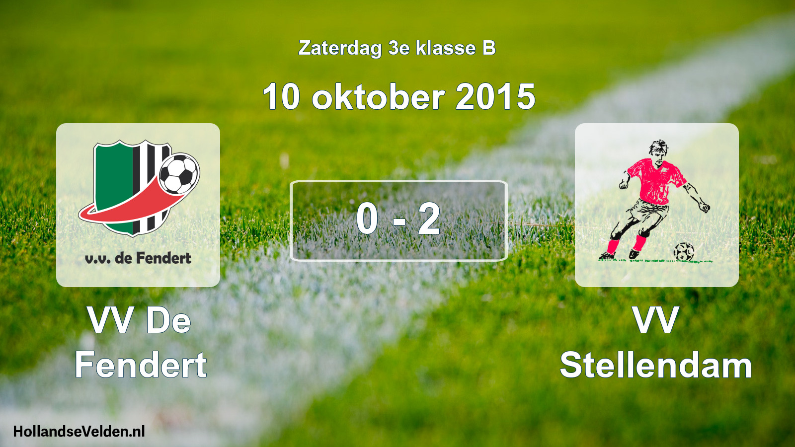 Total number of matches played: VV De Fendert - VV Stellendam 0 - 2 (10 October 2015)