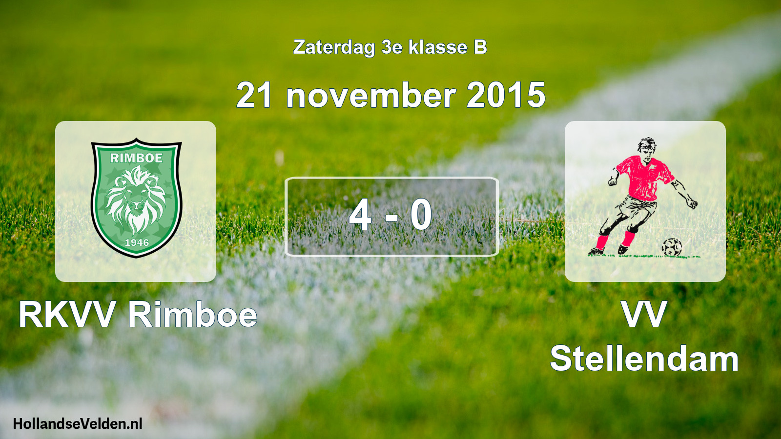 Total number of matches played: RKVV Rimboe - VV Stellendam 4 - 0 (21 November 2015)
