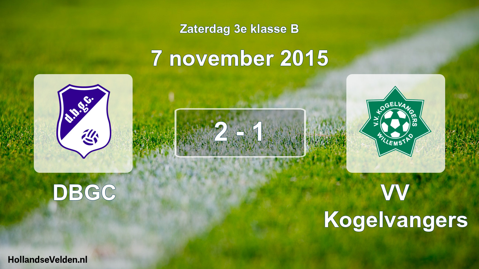 Total number of matches played: DBGC - VV Kogelvangers 2 - 1 (7 November 2015)