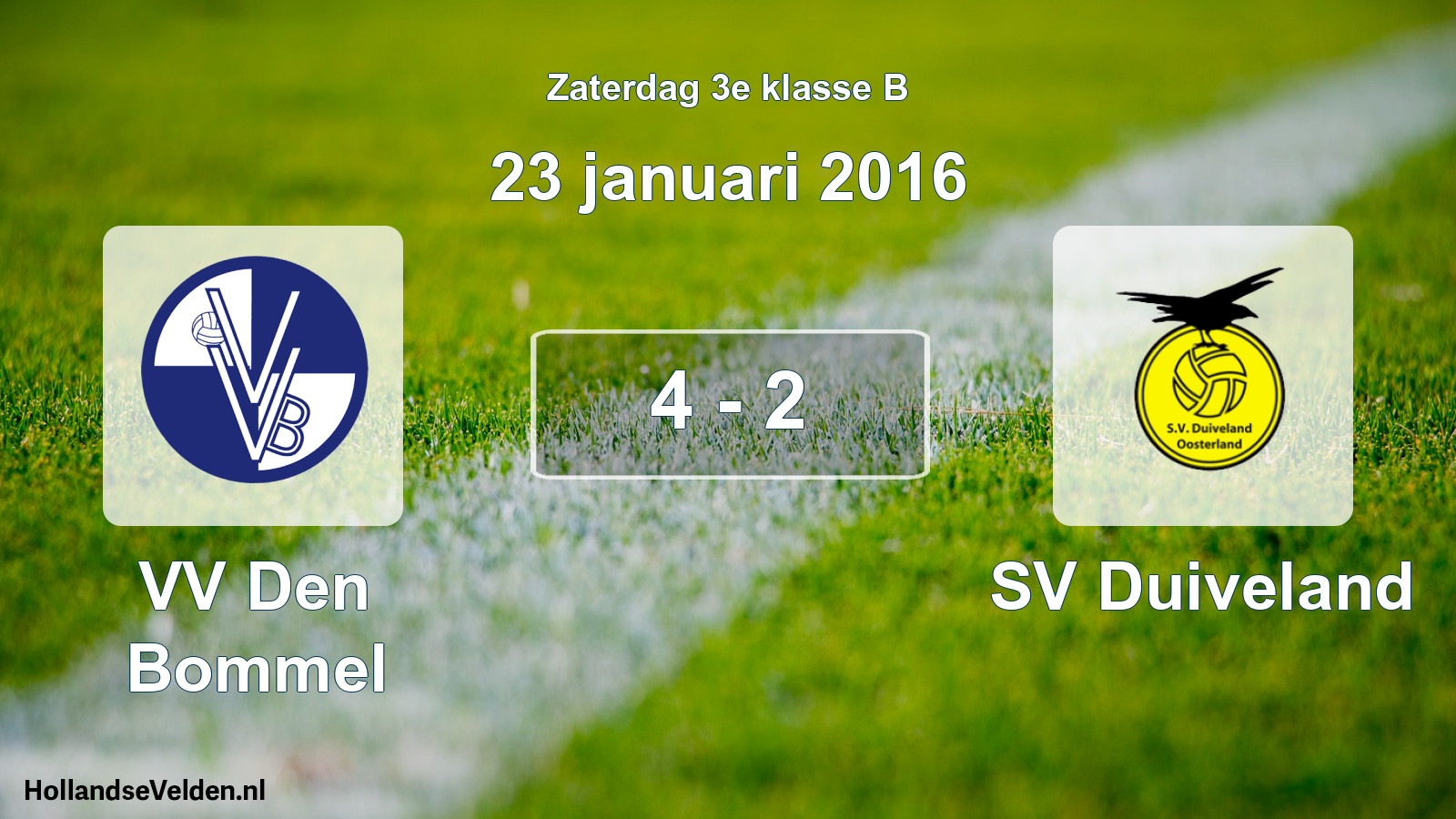 Total number of matches played: VV Den Bommel - SV Duiveland 4 - 2 (23 January 2016)
