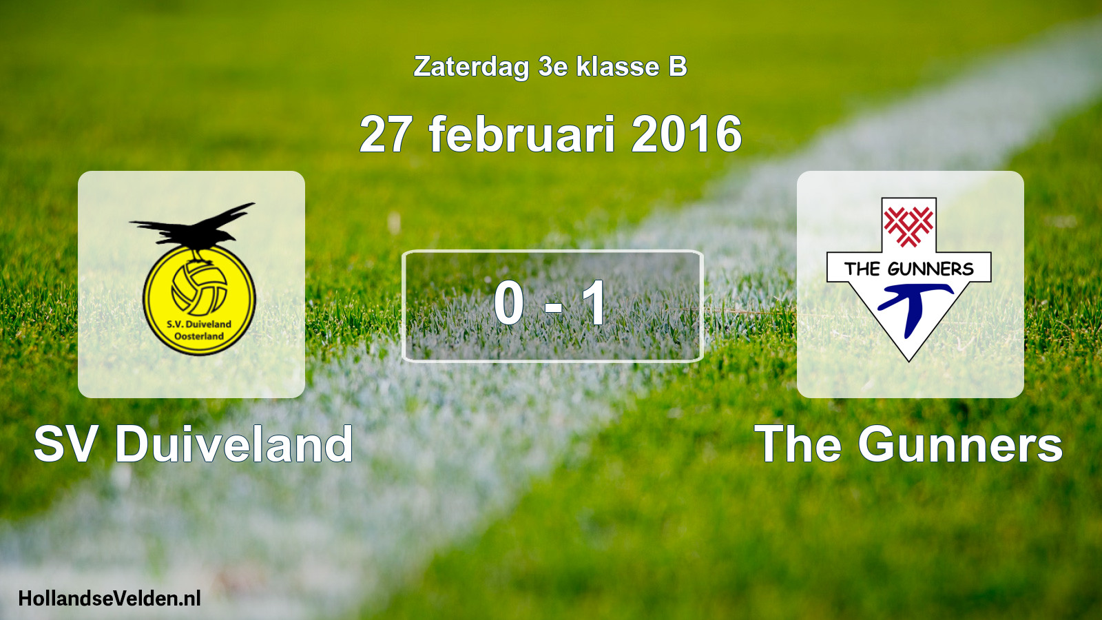 Total number of matches played: SV Duiveland - The Gunners 0 - 1 (27 February 2016)