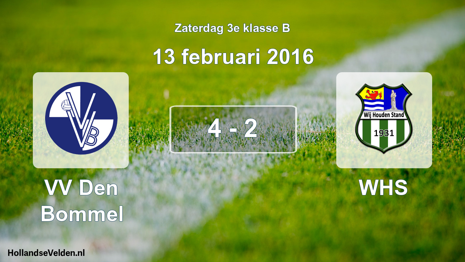Total number of matches played: VV Den Bommel - WHS 4 - 2 (13 February 2016)