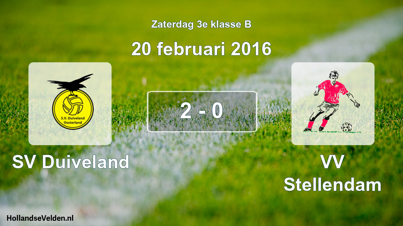 Total number of matches played: SV Duiveland - VV Stellendam 2 - 0 (20 February 2016)