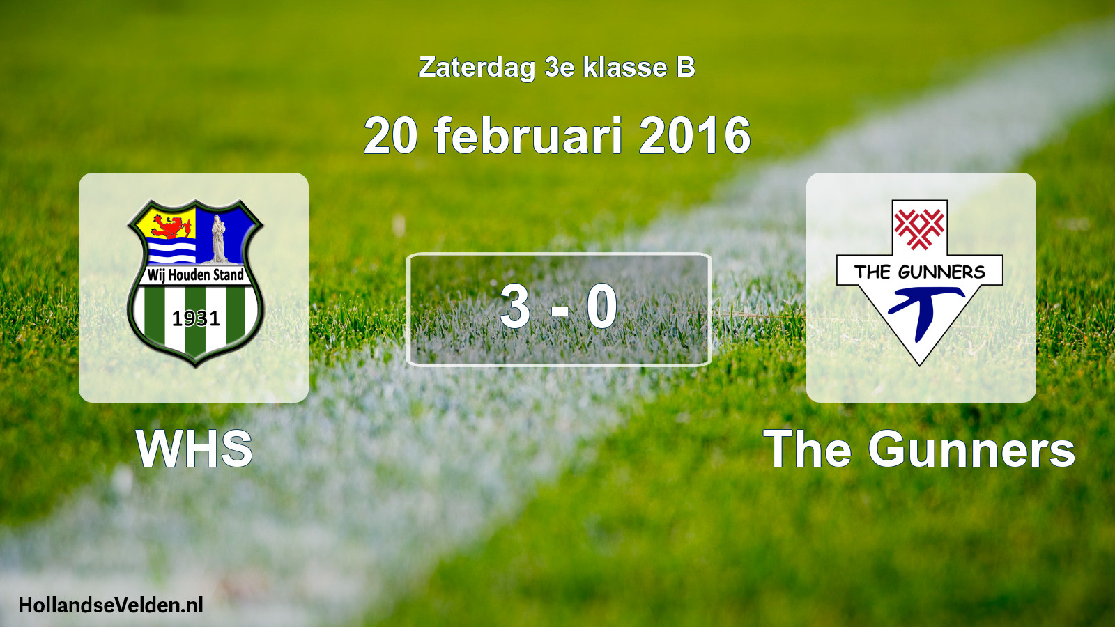 Total number of matches played: WHS - The Gunners 3 - 0 (20 February 2016)