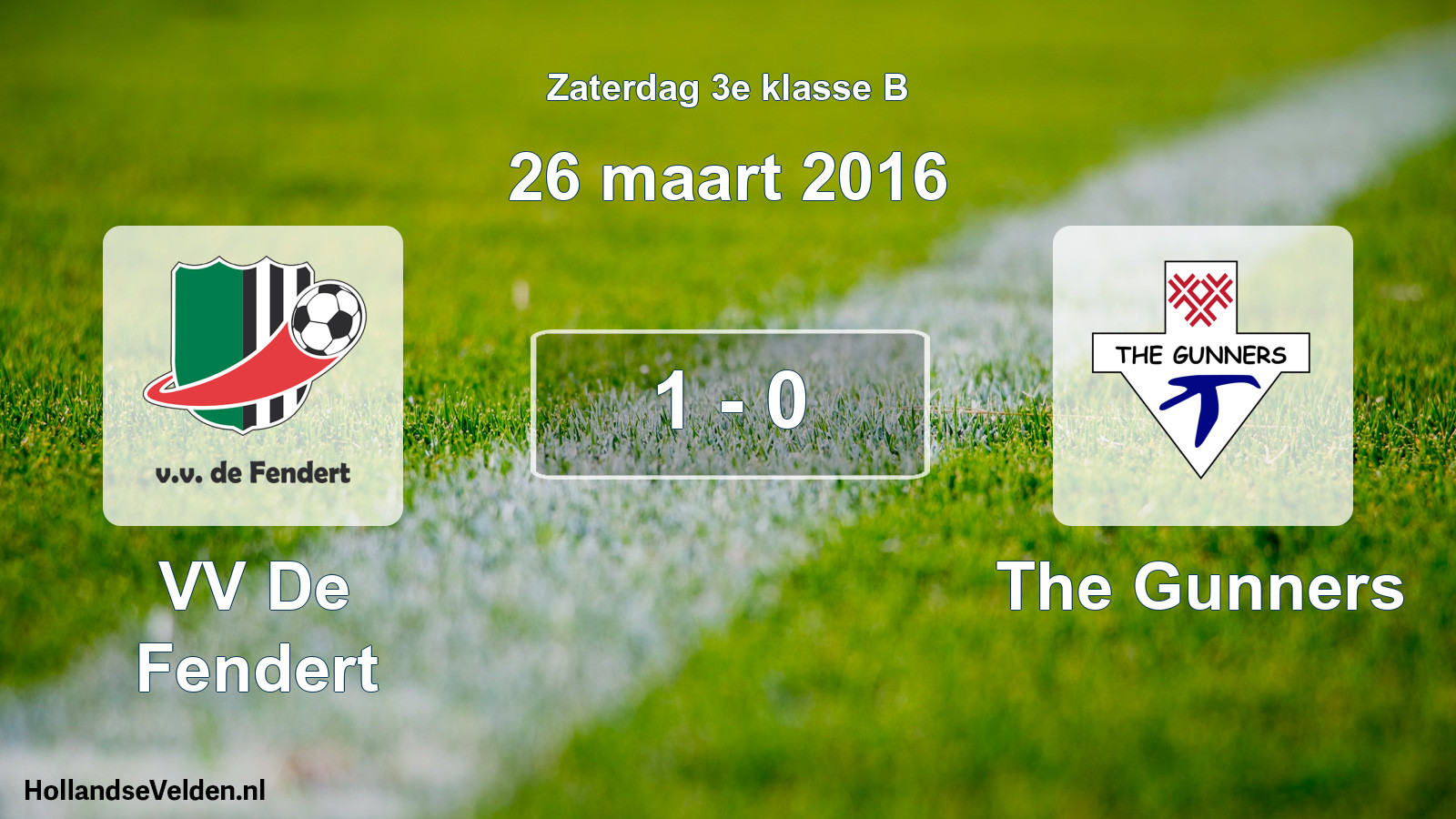 Total number of matches played: VV De Fendert - The Gunners 1 - 0 (26 March 2016)