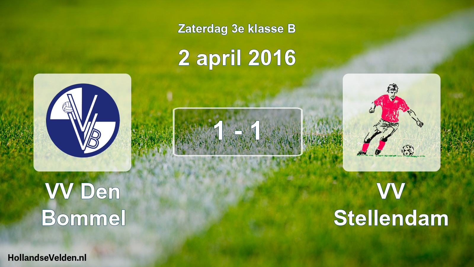 Total number of matches played: VV Den Bommel - VV Stellendam 1 - 1 (2 April 2016)