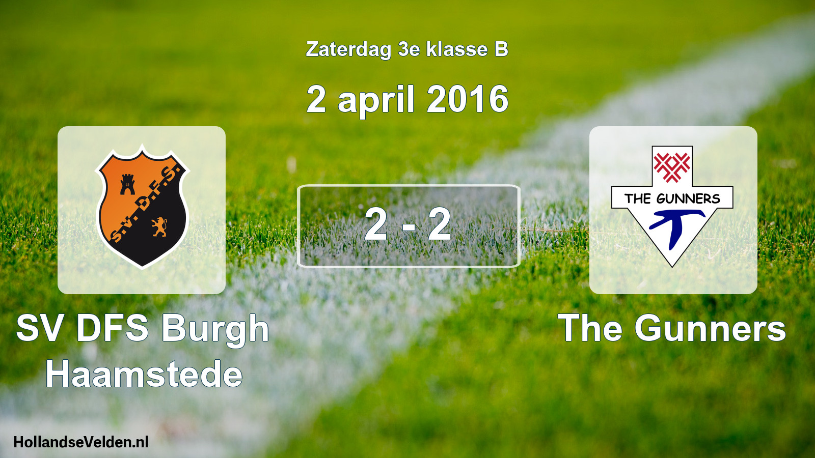 Total number of matches played: SV DFS Burgh Haamstede - The Gunners 2 - 2 (2 April 2016)