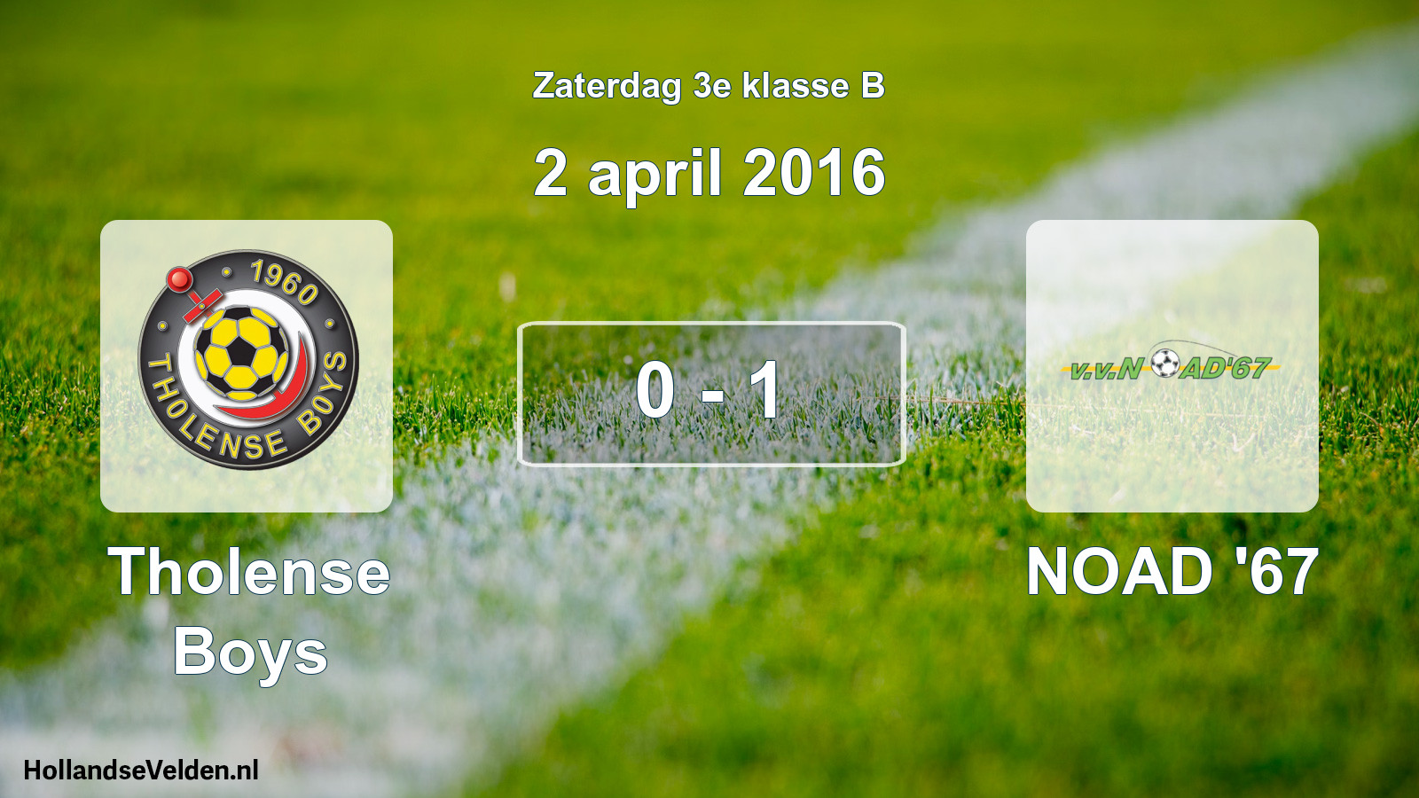 Total number of matches played: Tholense Boys - NOAD '67 0 - 1 (2 April 2016)