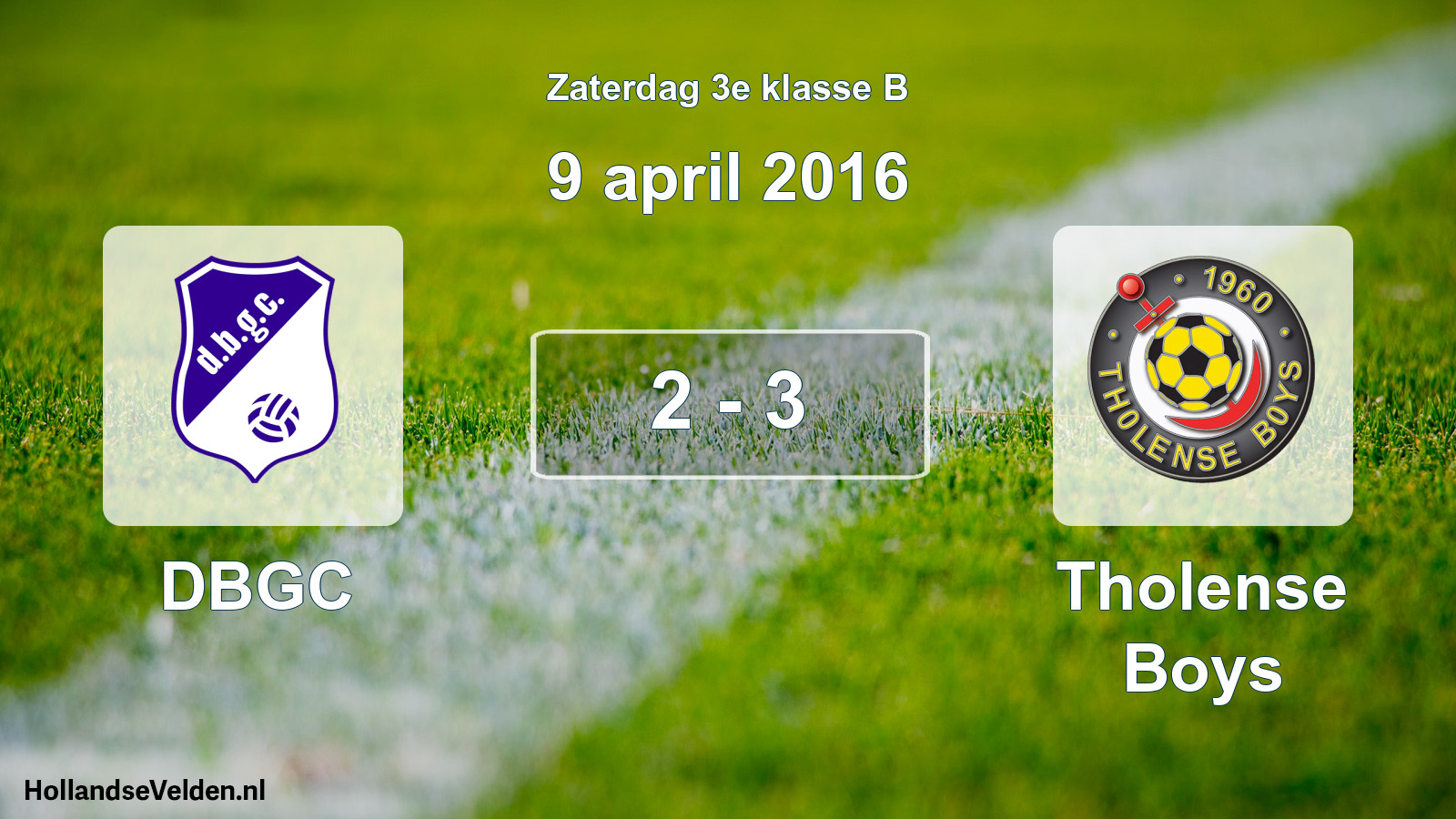 Total number of matches played: DBGC - Tholense Boys 2 - 3 (9 April 2016)
