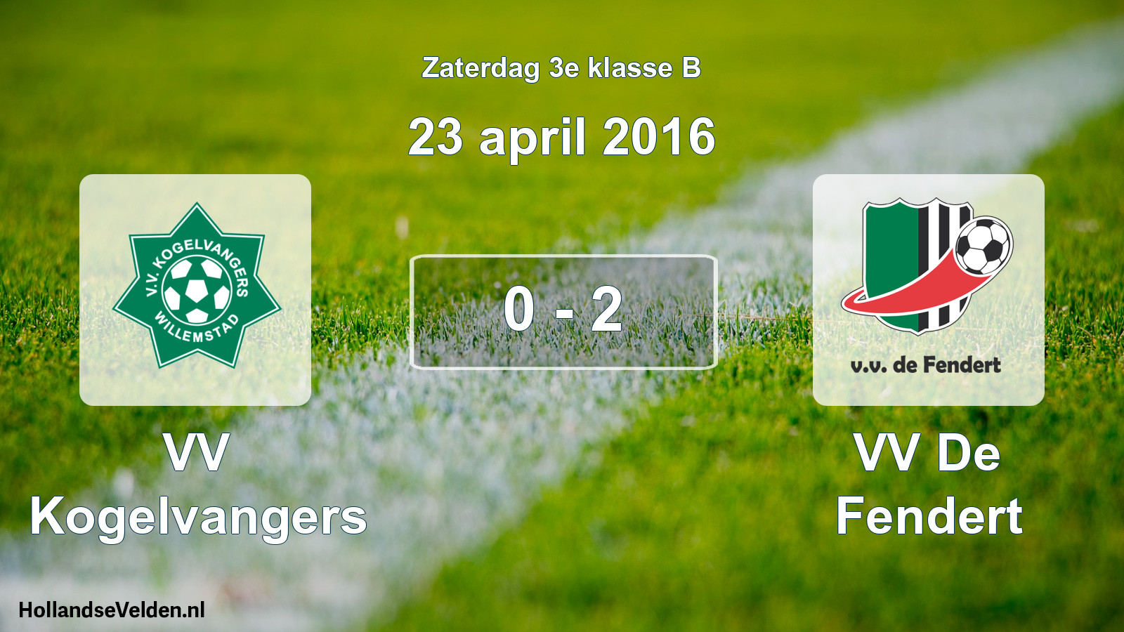 Total number of matches played: VV Kogelvangers - VV De Fendert 0 - 2 (23 April 2016)