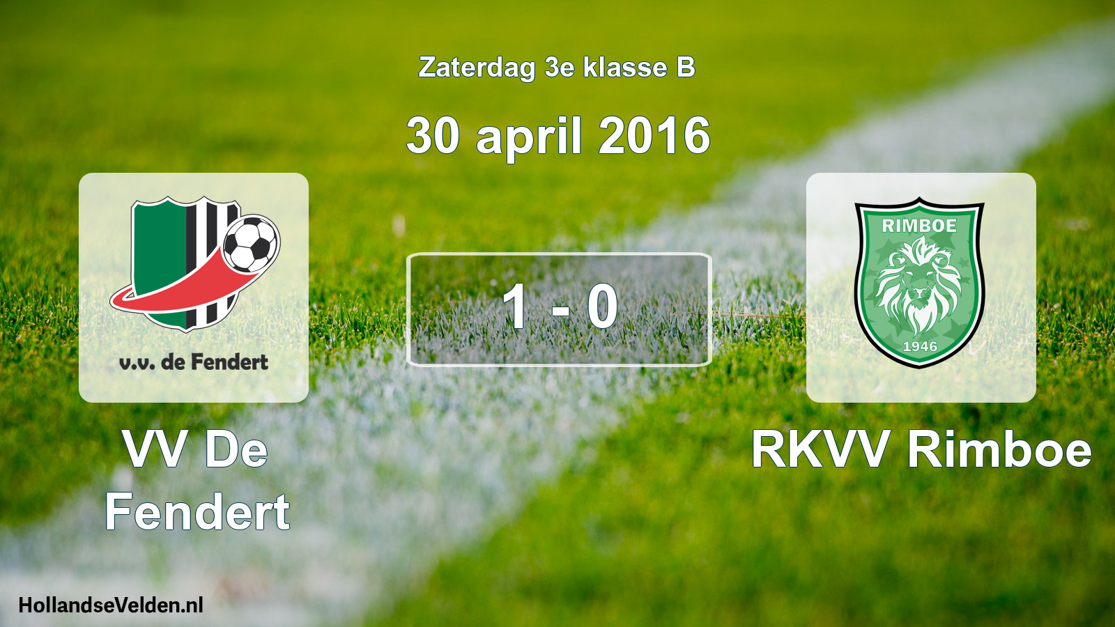 Total number of matches played: VV De Fendert - RKVV Rimboe 1 - 0 (30 April 2016)
