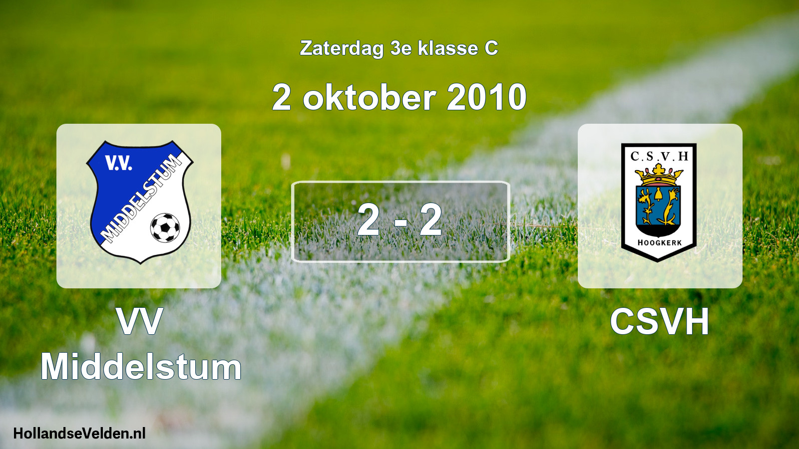 Total number of matches played: VV Middelstum - CSVH 2 - 2 (2 October 2010)