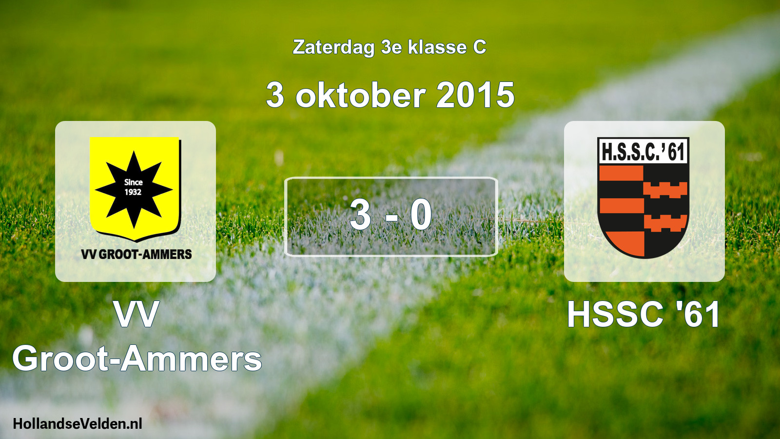 Total number of matches played: VV Groot-Ammers - HSSC '61 3 - 0 (3 October 2015)