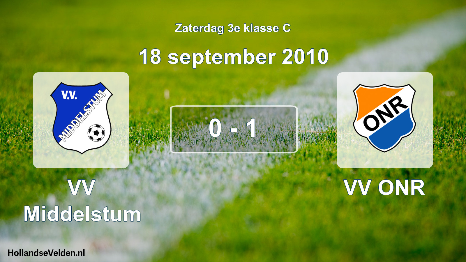 Total number of matches played: VV Middelstum - VV ONR 0 - 1 (18 September 2010)